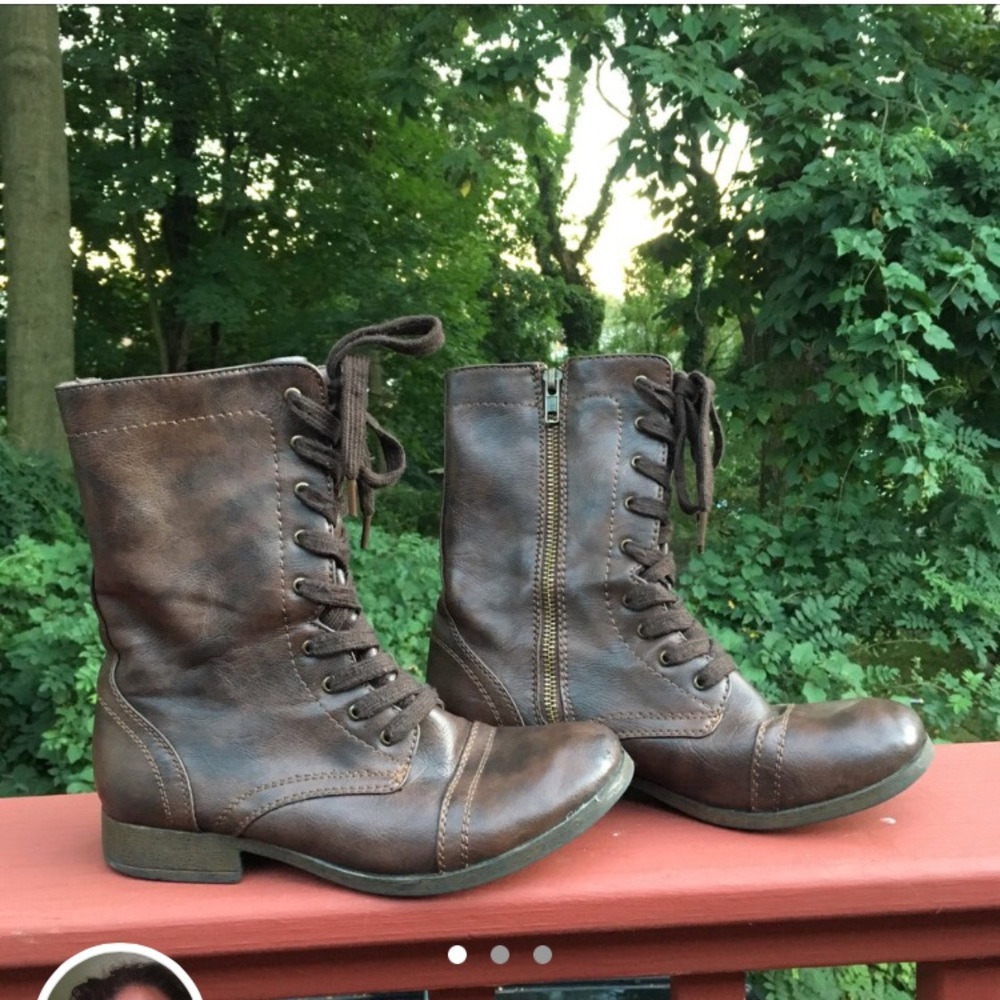 brown combat boots